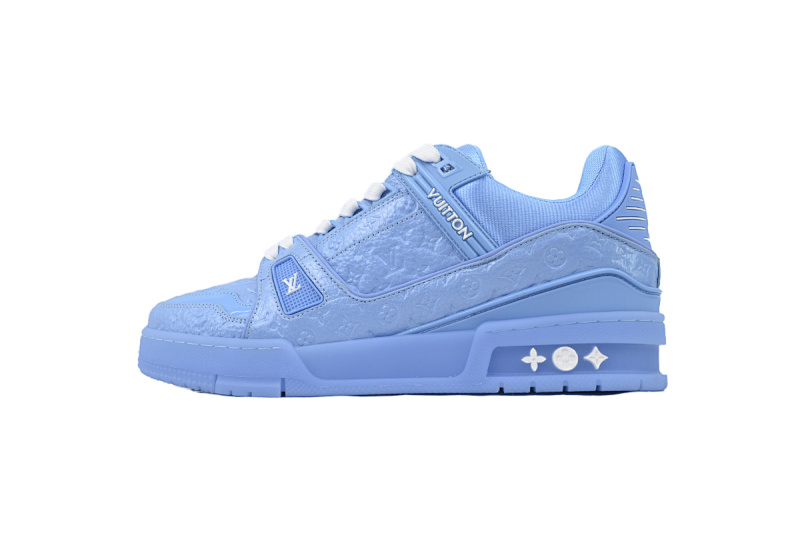 【EA0ET】蓝荔枝漆皮 LV板鞋 Louis Vuitton Blue Lychee Patent Leather 时尚板鞋