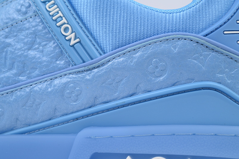 【EA0ET】蓝荔枝漆皮 LV板鞋 Louis Vuitton Blue Lychee Patent Leather 时尚板鞋