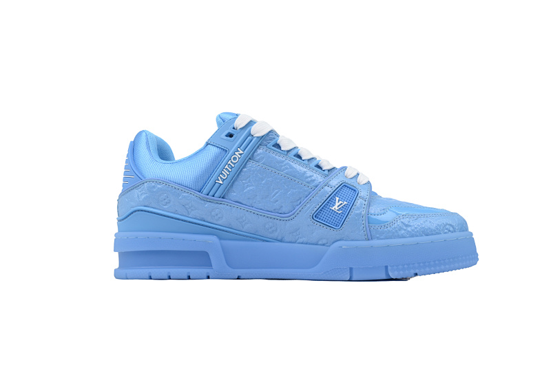 【EA0ET】蓝荔枝漆皮 LV板鞋 Louis Vuitton Blue Lychee Patent Leather 时尚板鞋