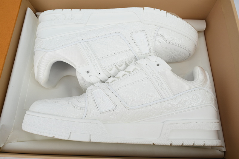 【EA0ET】白荔枝漆皮 LV板鞋 Louis Vuitton White Lychee Lacquer Skin 时尚板鞋