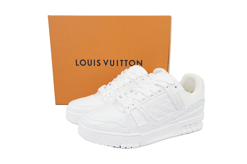 【EA0ET】白荔枝漆皮 LV板鞋 Louis Vuitton White Lychee Lacquer Skin 时尚板鞋