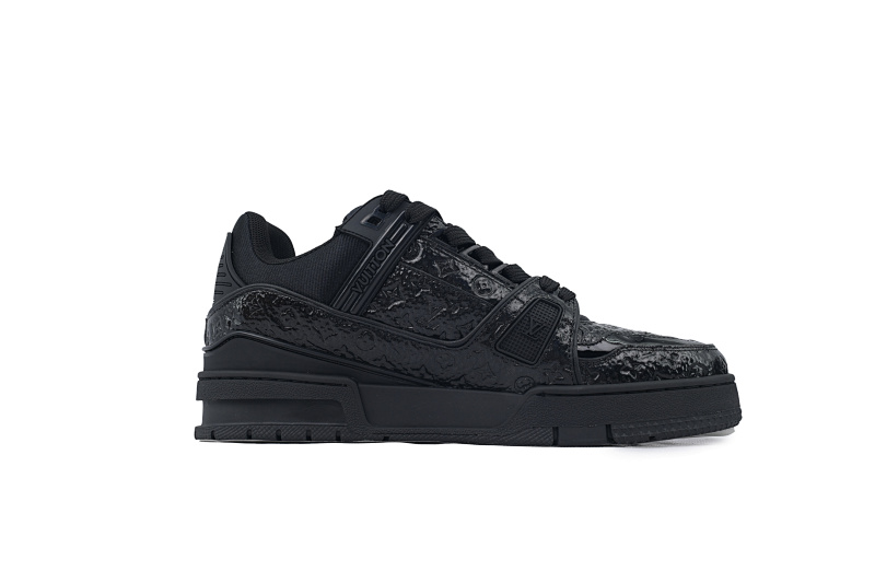 【EA0ET】黑荔枝漆皮 LV板鞋 Louis Vuitton Black Lychee Patent Leather 时尚板鞋