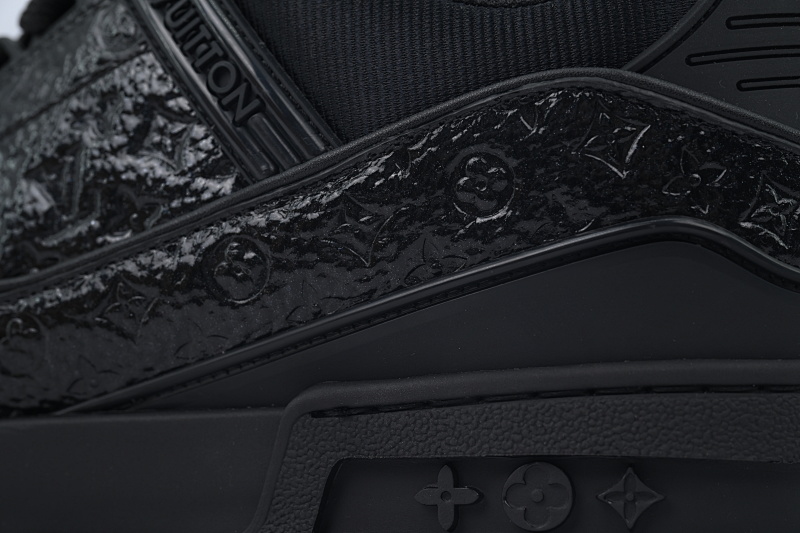 【EA0ET】黑荔枝漆皮 LV板鞋 Louis Vuitton Black Lychee Patent Leather 时尚板鞋