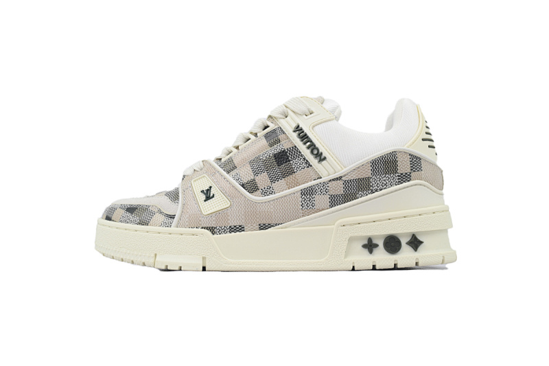 【EA0ET】灰白格子 LV板鞋 Louis Vuitton Grey White Grid 时尚板鞋