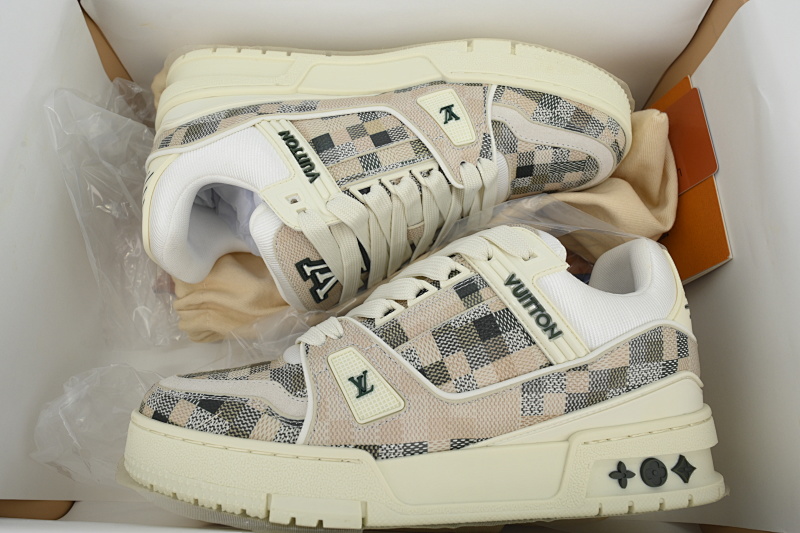 【EA0ET】灰白格子 LV板鞋 Louis Vuitton Grey White Grid 时尚板鞋