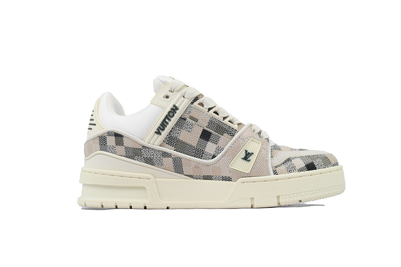 【EA0ET】灰白格子 LV板鞋 Louis Vuitton Grey White Grid 时尚板鞋