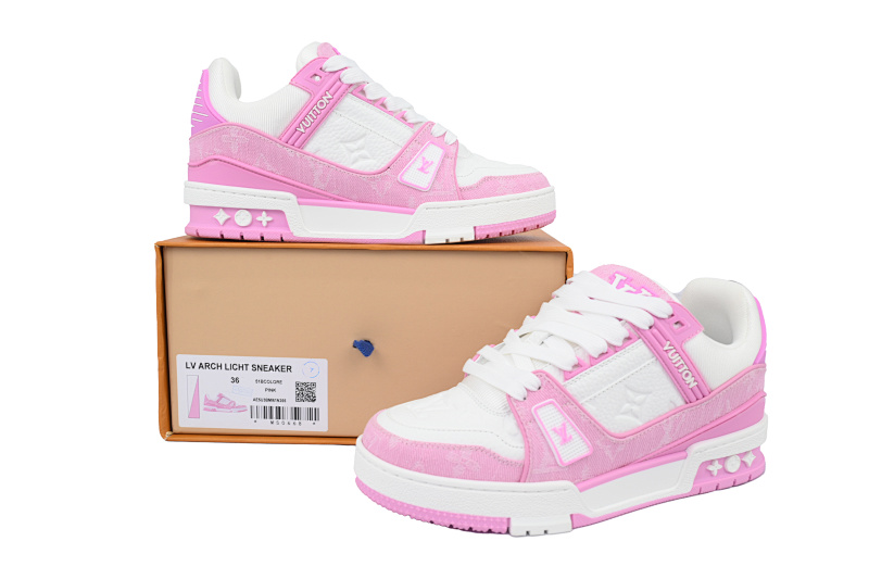 【EA0ET】白粉牛仔 LV板鞋 LOUIS VUITTON Pink Cowboy 时尚板鞋