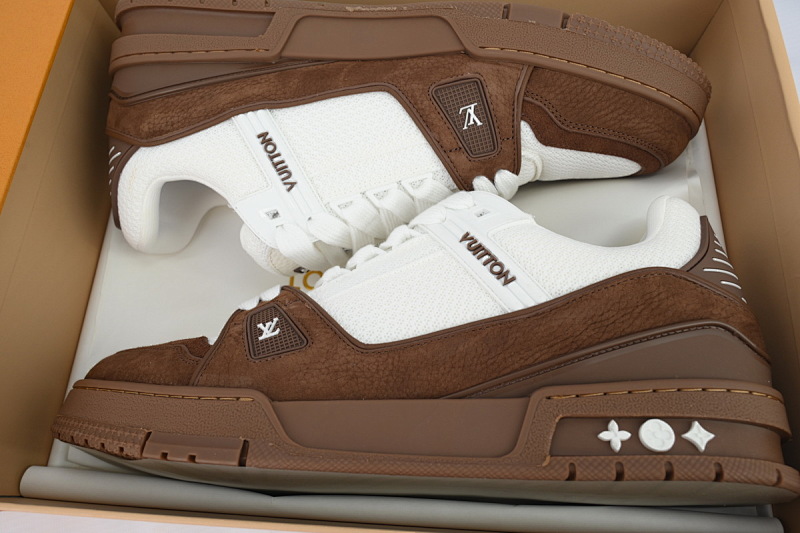 【EA0ET】白棕色  LV板鞋 Louis Vuitton White Brown 时尚板鞋
