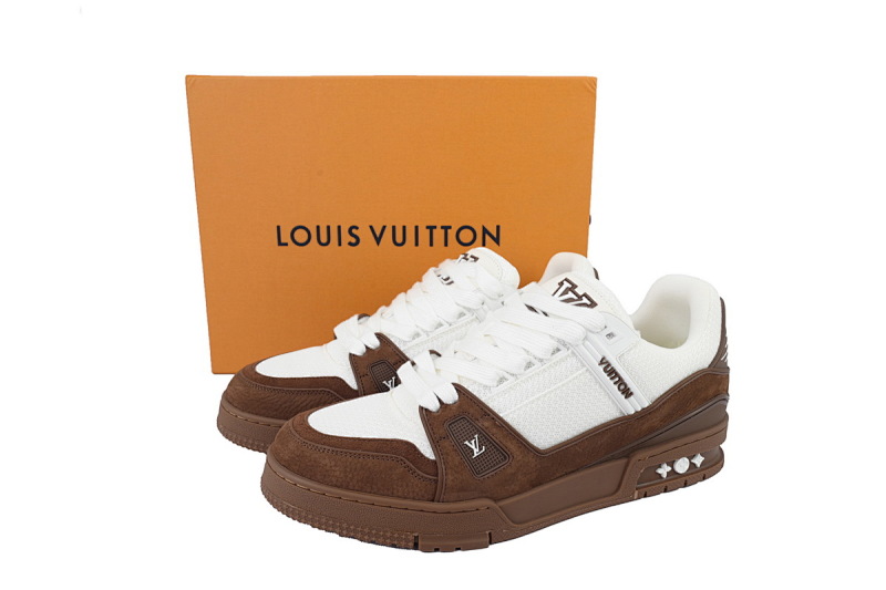 【EA0ET】白棕色  LV板鞋 Louis Vuitton White Brown 时尚板鞋