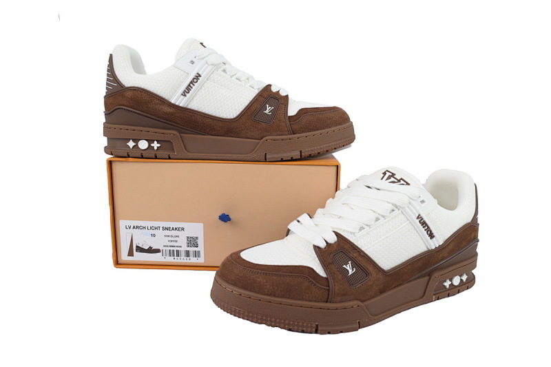 【EA0ET】白棕色  LV板鞋 Louis Vuitton White Brown 时尚板鞋