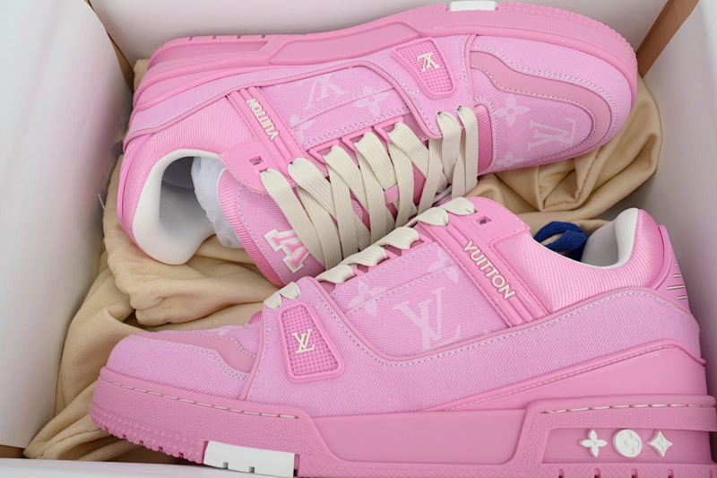 【EA0ET】粉牛仔 LV板鞋 Louis Vuitton Pink Cowboy 时尚板鞋