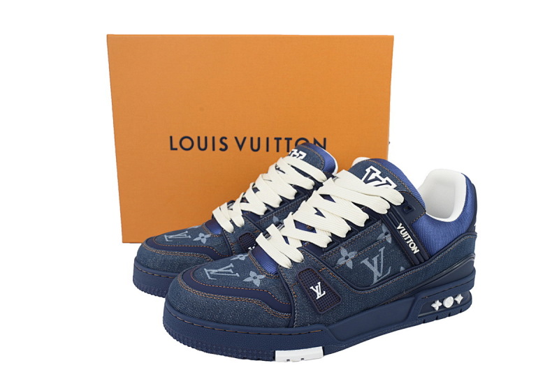 【EA0ET】深蓝牛仔  LV板鞋 Louis Vuitton Deep Blue Cowboy 时尚板鞋