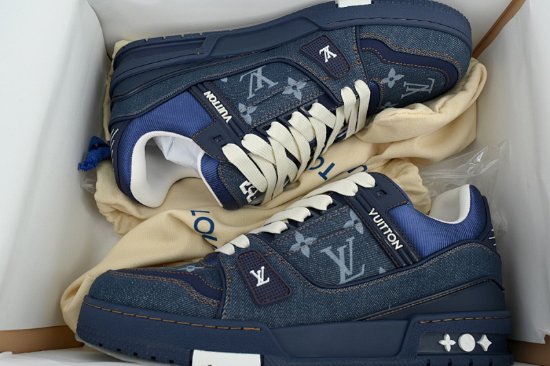 【EA0ET】深蓝牛仔  LV板鞋 Louis Vuitton Deep Blue Cowboy 时尚板鞋