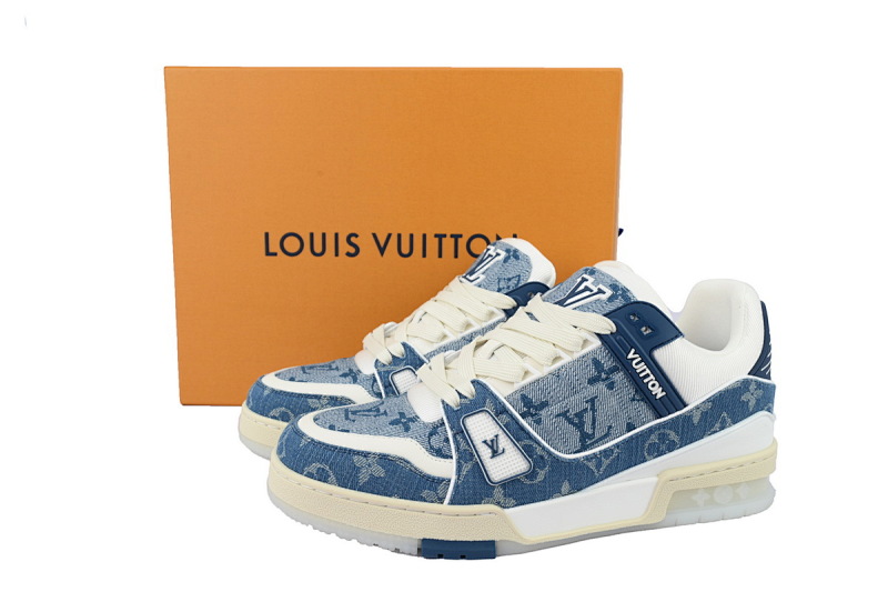 【EA0ET】蓝布仔透明 路易威登 LV休闲板鞋 LOUIS VUITTON Trainer
