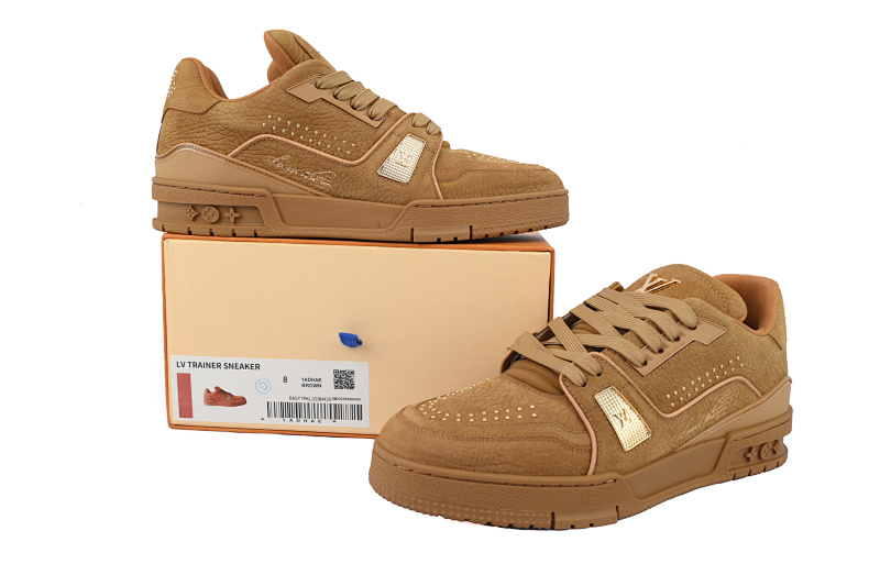 【EA0ET】棕铆钉 LV板鞋 Louis VuittonBrown Fivets 时尚板鞋