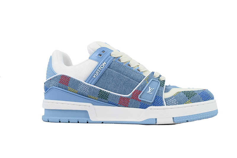 【EA0ET】浅蓝格子  LV板鞋 Louis Vuitton Light Blue Grid时尚板鞋