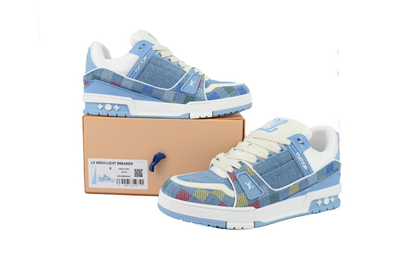 【EA0ET】浅蓝格子  LV板鞋 Louis Vuitton Light Blue Grid时尚板鞋