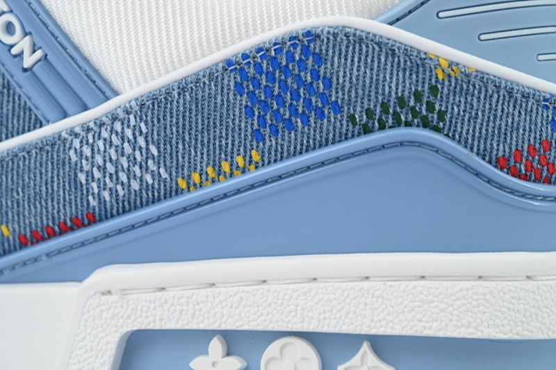 【EA0ET】浅蓝格子  LV板鞋 Louis Vuitton Light Blue Grid时尚板鞋
