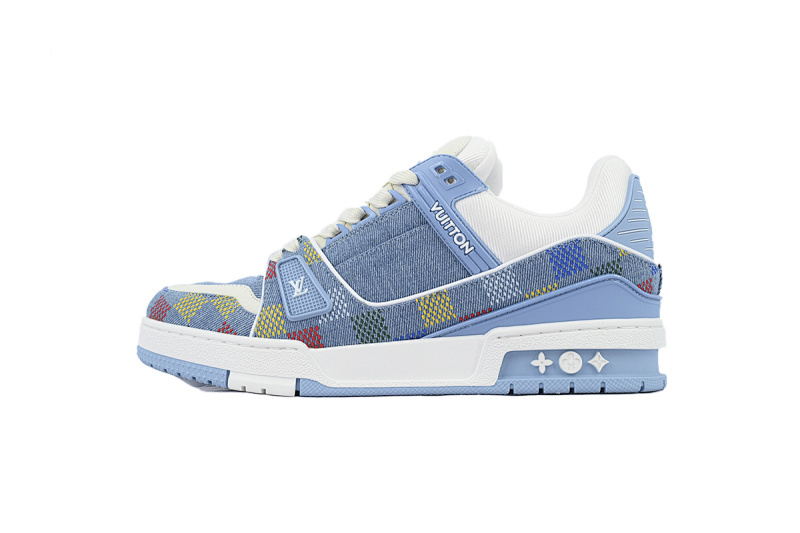 【EA0ET】浅蓝格子  LV板鞋 Louis Vuitton Light Blue Grid时尚板鞋
