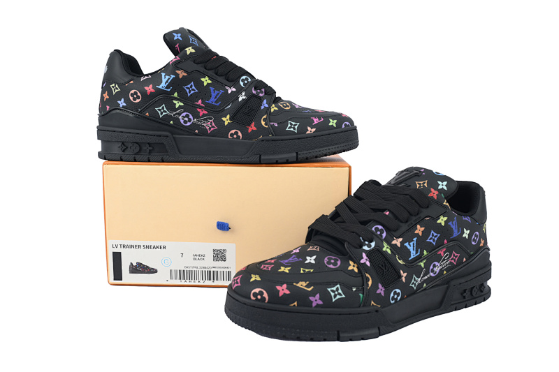 【EA0ET】村上隆黑色 LV板鞋 Louis Vuitton Murakami Takashi Black时尚板鞋