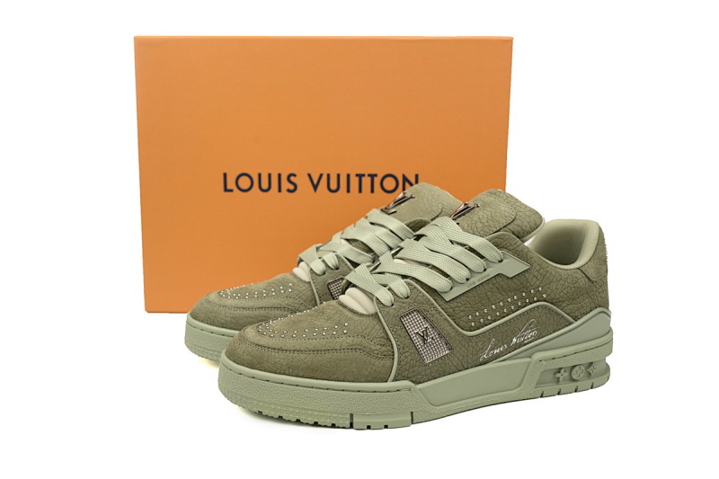 【EA0ET】绿铆钉 LV板鞋 Louis Vuitton Trainer Green 时尚板鞋