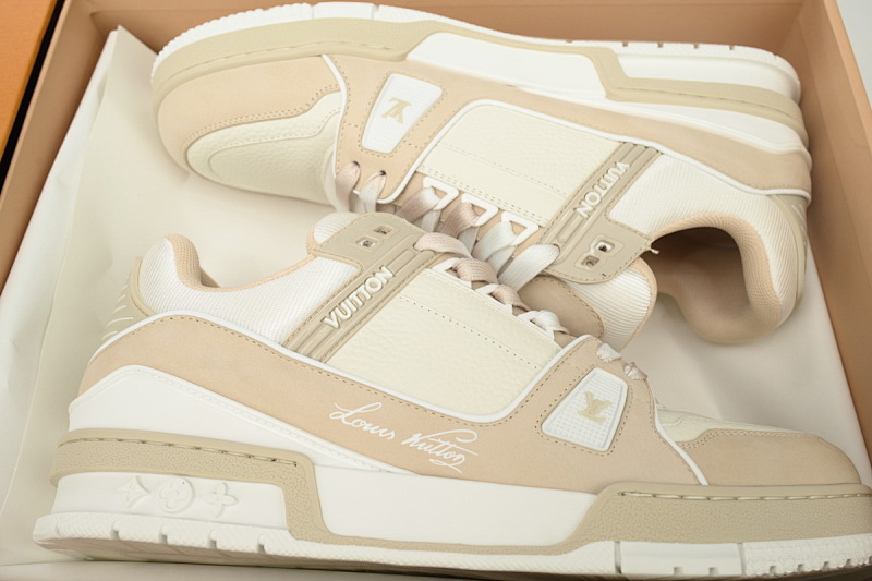 【EA0ET】奶油咖色 LV板鞋 Louis Vuitton Trainer Khaki 时尚板鞋