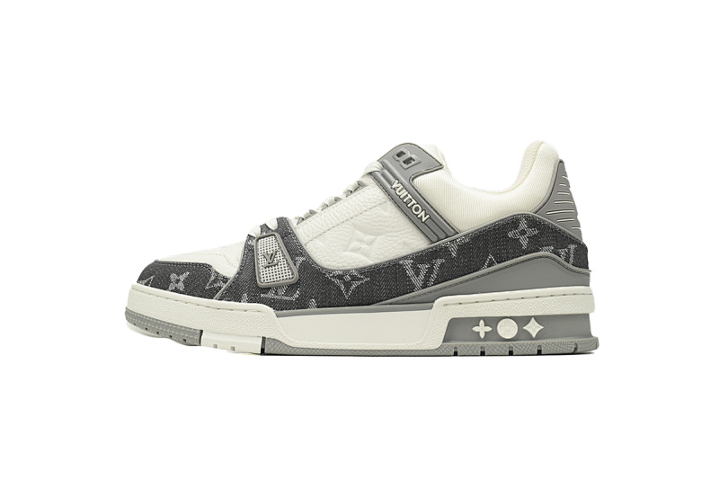 【EA0ET】灰牛仔 LV板鞋 Louis Vuitton Trainer Grey 时尚板鞋