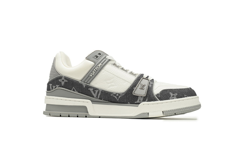 【EA0ET】灰牛仔 LV板鞋 Louis Vuitton Trainer Grey 时尚板鞋