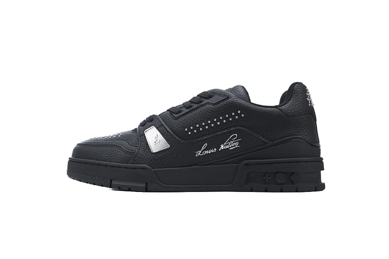 【EA0ET】黑色铆钉 LV板鞋 LOUIS VUITTON Trainer 低帮时尚板鞋