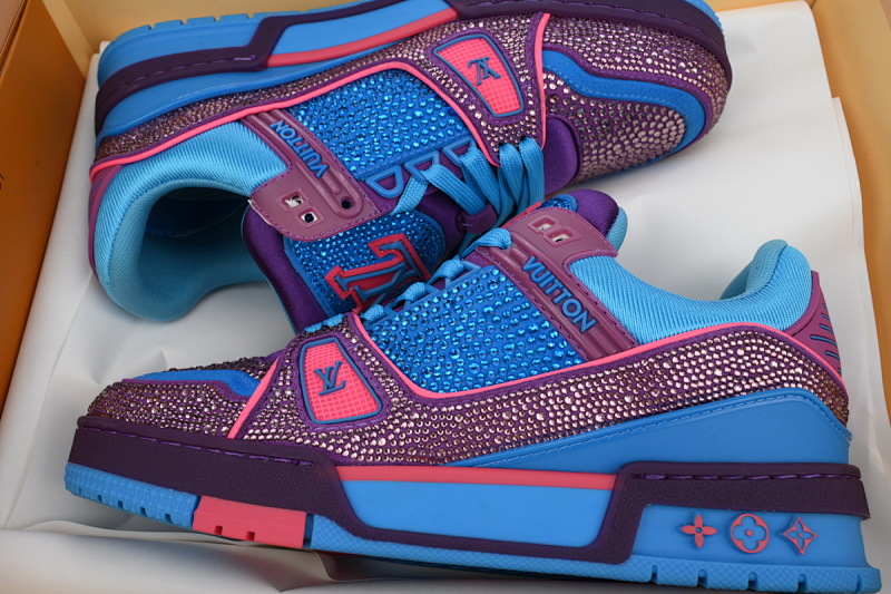 【EA0ET】紫蓝钻 路易威登 LV钻面休闲板鞋 LOUIS VUITTON Trainer