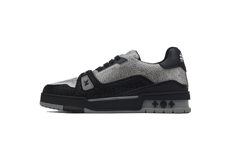 【EA0ET】黑银钻 路易威登 LV钻面休闲板鞋 LOUIS VUITTON Trainer