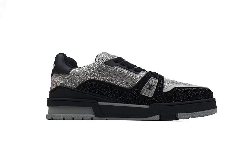 【EA0ET】黑银钻 路易威登 LV钻面休闲板鞋 LOUIS VUITTON Trainer