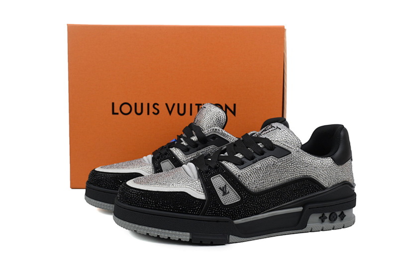 【EA0ET】黑银钻 路易威登 LV钻面休闲板鞋 LOUIS VUITTON Trainer