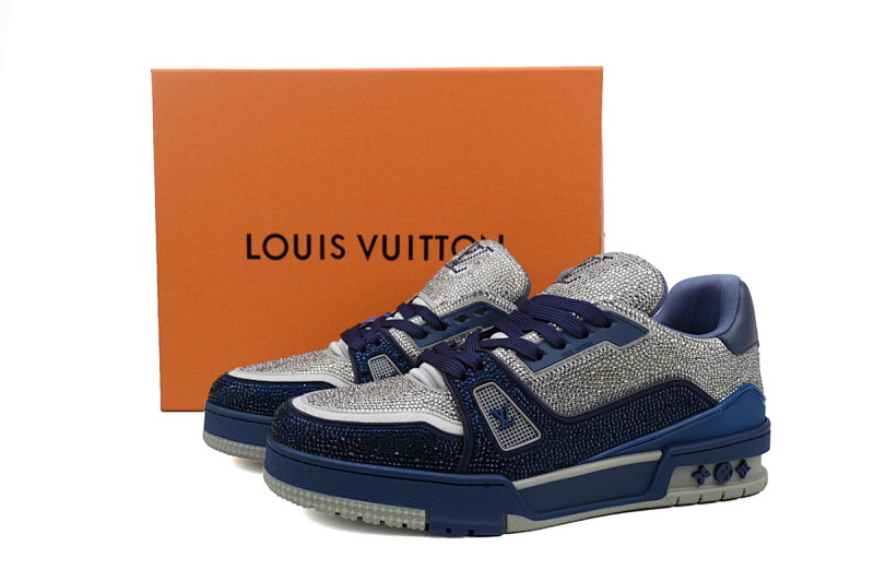 【EA0ET】白蓝钻 路易威登 LV钻面休闲板鞋 LOUIS VUITTON Trainer