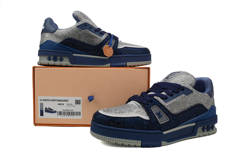 【EA0ET】白蓝钻 路易威登 LV钻面休闲板鞋 LOUIS VUITTON Trainer