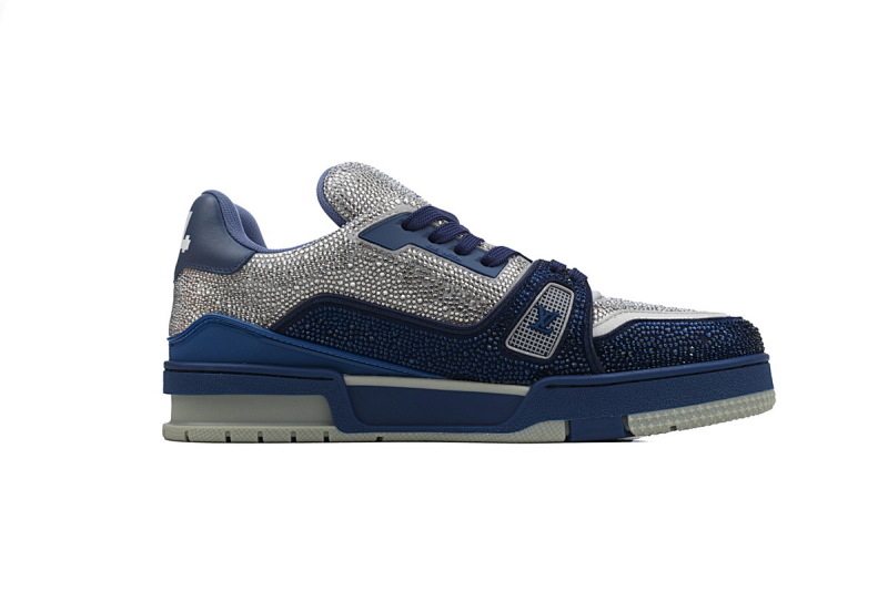 【EA0ET】白蓝钻 路易威登 LV钻面休闲板鞋 LOUIS VUITTON Trainer