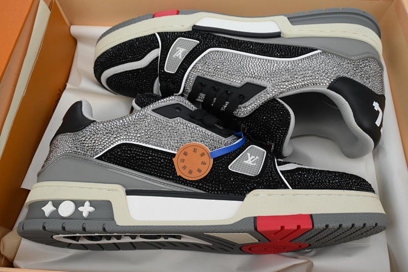 【EA0ET】灰黑钻 路易威登 LV钻面休闲板鞋 LOUIS VUITTON Trainer