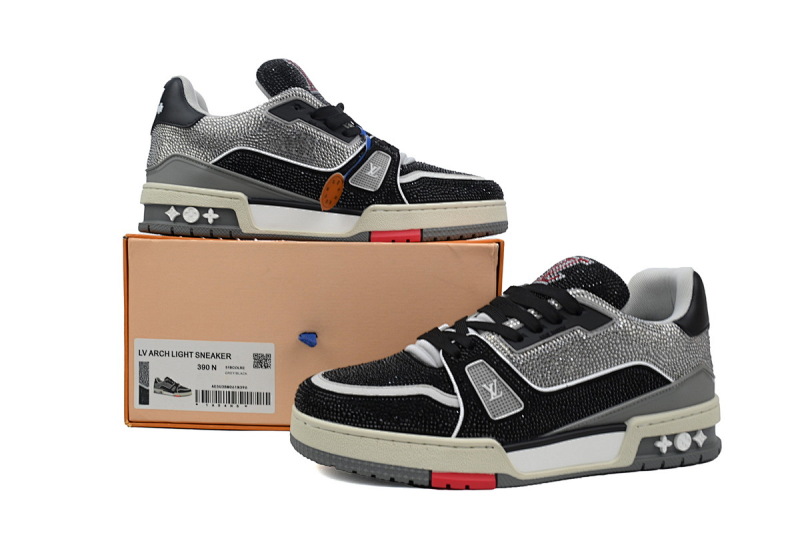 【EA0ET】灰黑钻 路易威登 LV钻面休闲板鞋 LOUIS VUITTON Trainer