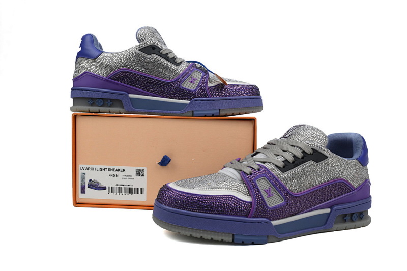 【EA0ET】灰紫钻 路易威登 LV钻面休闲板鞋 LOUIS VUITTON Trainer