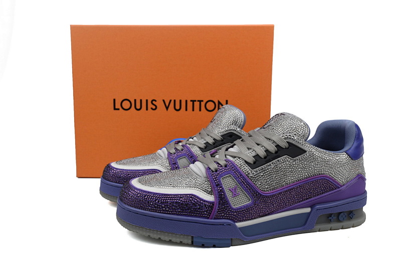 【EA0ET】灰紫钻 路易威登 LV钻面休闲板鞋 LOUIS VUITTON Trainer