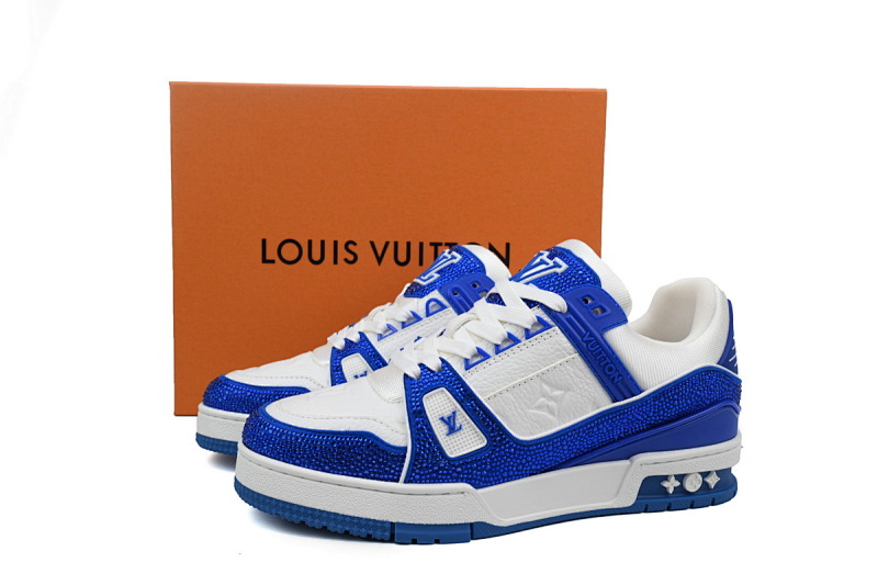 【EA0ET】深蓝钻 路易威登 LV钻面休闲板鞋 LOUIS VUITTON Trainer