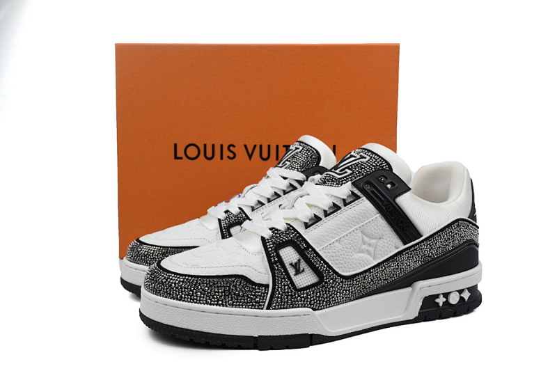 【EA0ET】黑白钻面 路易威登 LV钻面休闲板鞋 LOUIS VUITTON Trainer