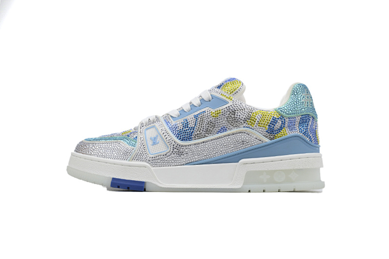 【EA0ET】白蓝迷彩钻 路易威登 LV钻面休闲板鞋 LOUIS VUITTON Trainer
