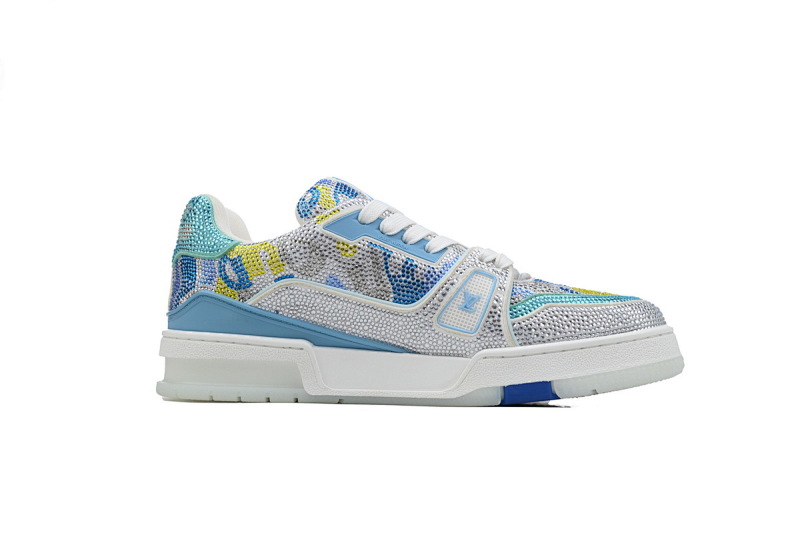 【EA0ET】白蓝迷彩钻 路易威登 LV钻面休闲板鞋 LOUIS VUITTON Trainer