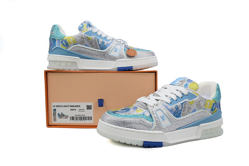 【EA0ET】白蓝迷彩钻 路易威登 LV钻面休闲板鞋 LOUIS VUITTON Trainer