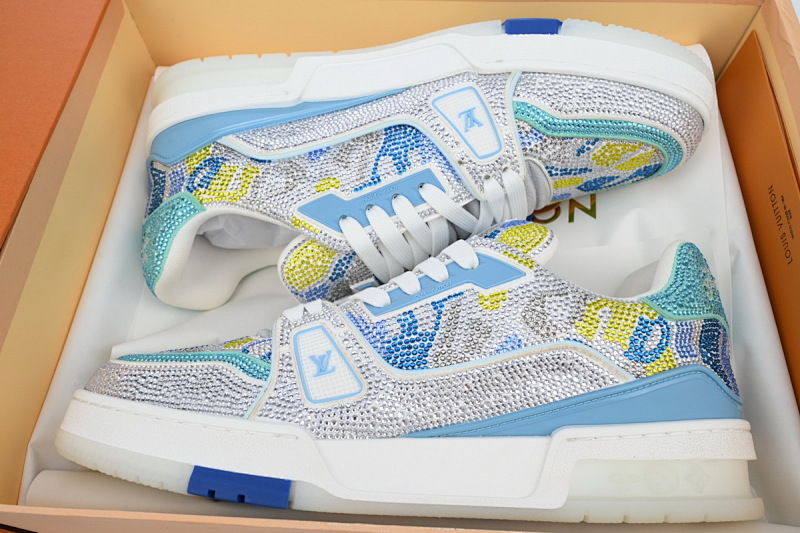 【EA0ET】白蓝迷彩钻 路易威登 LV钻面休闲板鞋 LOUIS VUITTON Trainer