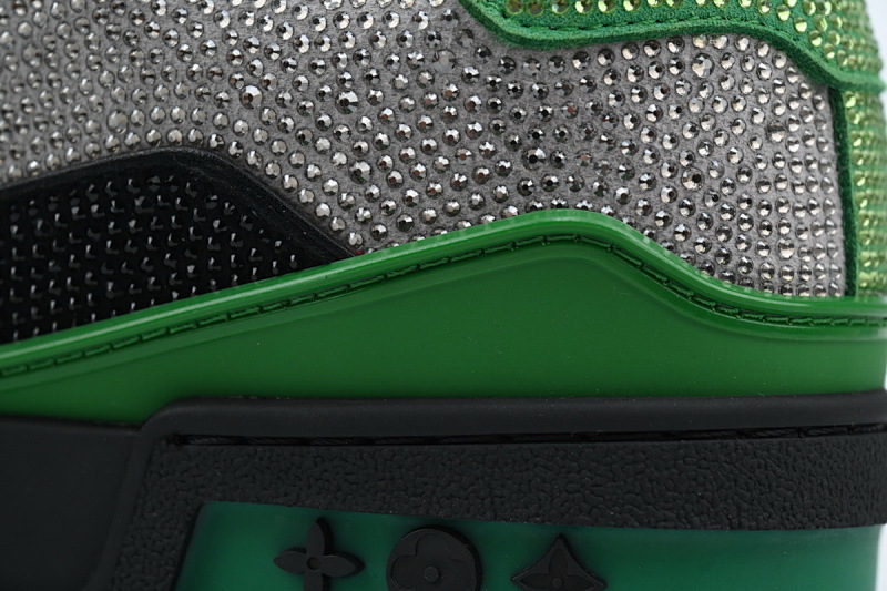 【EA0ET】黑绿钻 路易威登 LV钻面休闲板鞋 LOUIS VUITTON Trainer