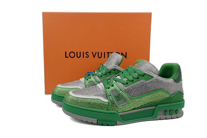 【EA0ET】灰绿钻 路易威登 LV钻面休闲板鞋 LOUIS VUITTON Trainer