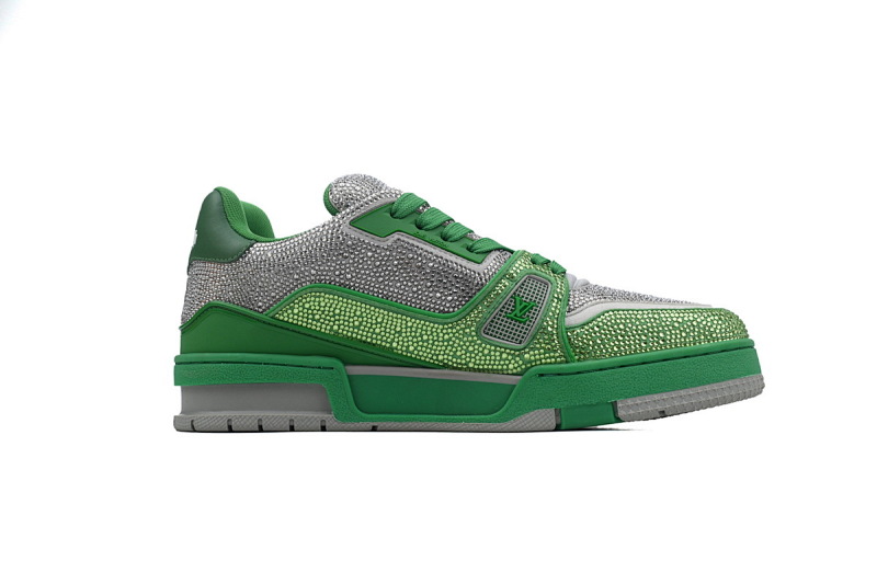 【EA0ET】灰绿钻 路易威登 LV钻面休闲板鞋 LOUIS VUITTON Trainer