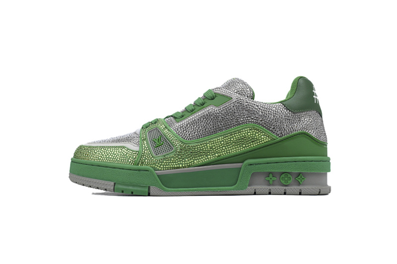 【EA0ET】灰绿钻 路易威登 LV钻面休闲板鞋 LOUIS VUITTON Trainer